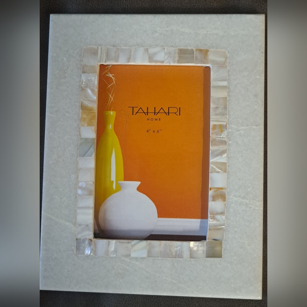 Tahari Home Picture Marble Frame Mother of Pearl Inlay Photo Frame 4x6 Photo